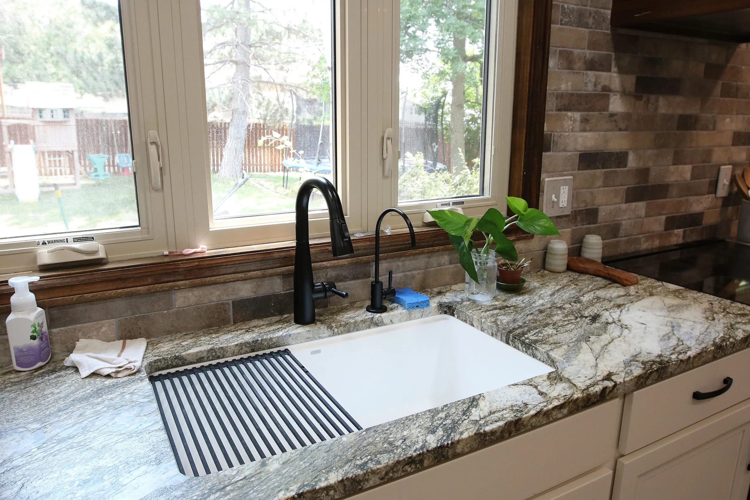 Client Kitchen Remodel 135 Azule Celeste Leathered Granite countertops