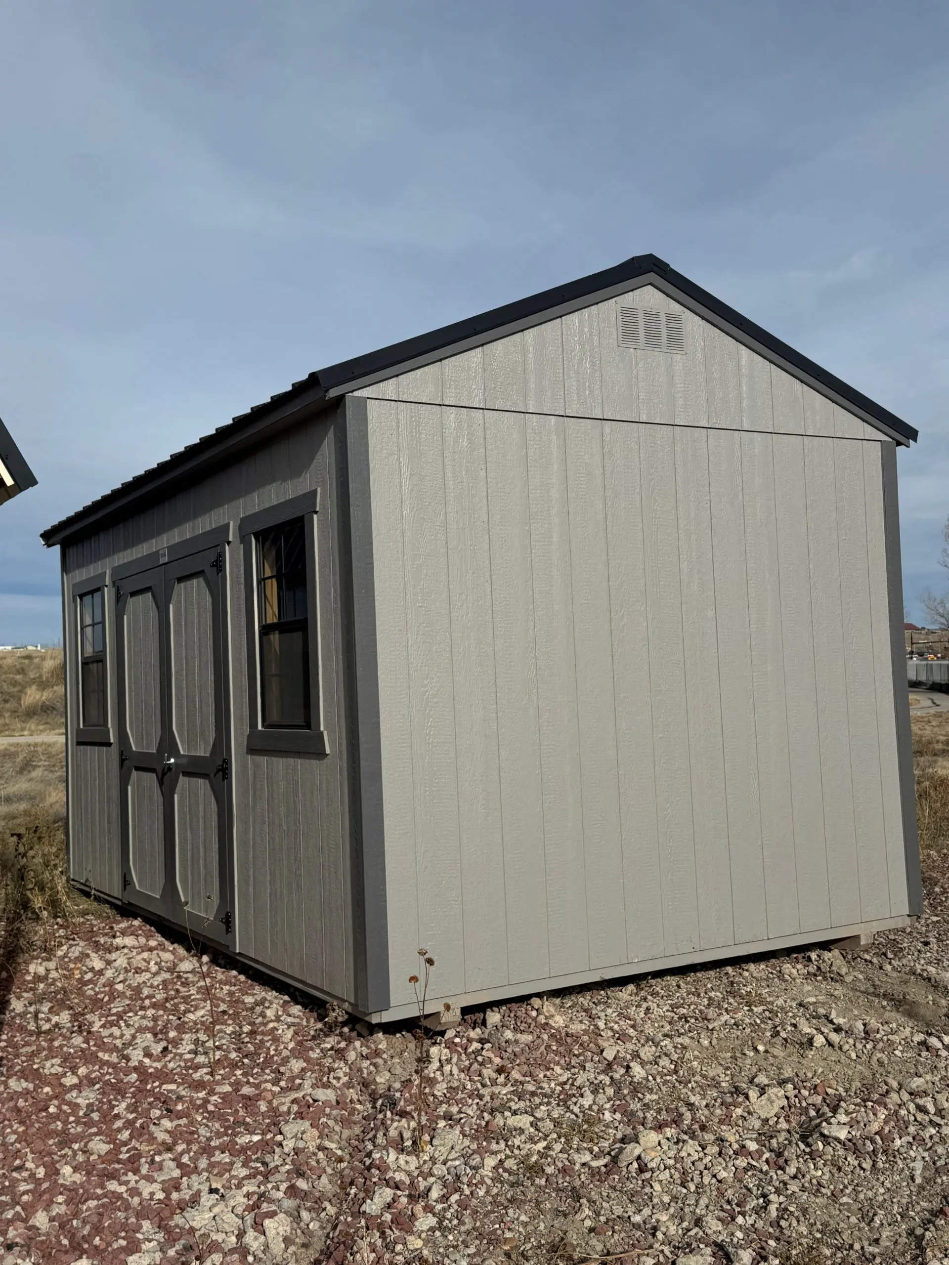 10×16 Pewter Cast Painted Utility Shed For Sale