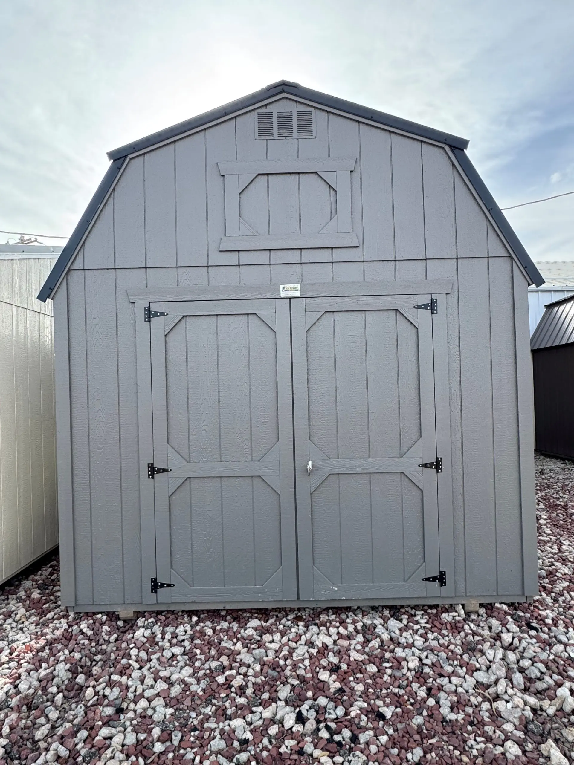 10×16 Gauntlet Gray Painted Lofted Barn Shed For Sale