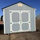 Discounted 10×12 REPO Blue Gray Painted Utility Shed For Sale at French Creek Designs Shed Sales