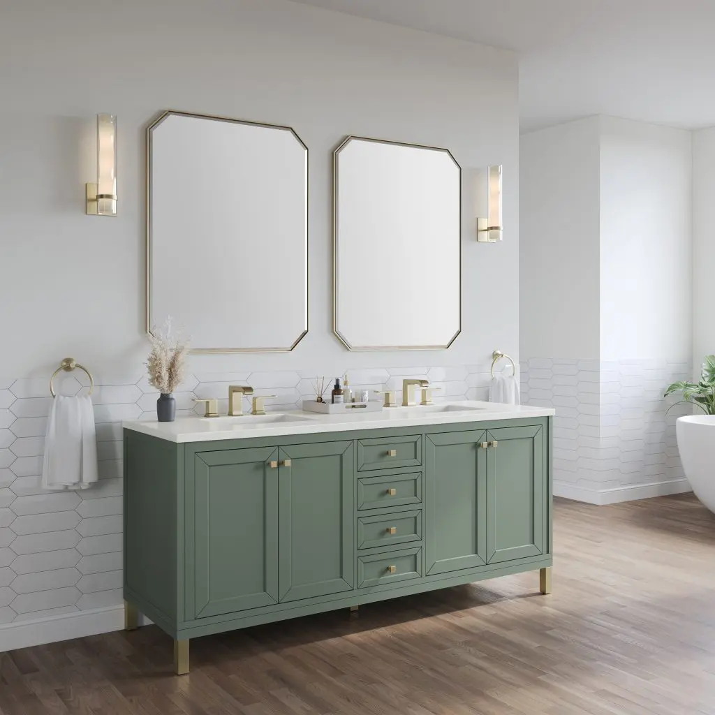 Chicago Vanity Collection 72" Smokey Celadon - Double Bowl,