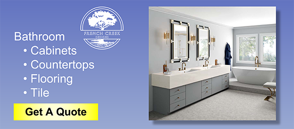 Shop vanity cabinets, countertops, tile, flooring at Casper's best bathroom store. French Creek Designs provides, free measures, quotes and consultations.