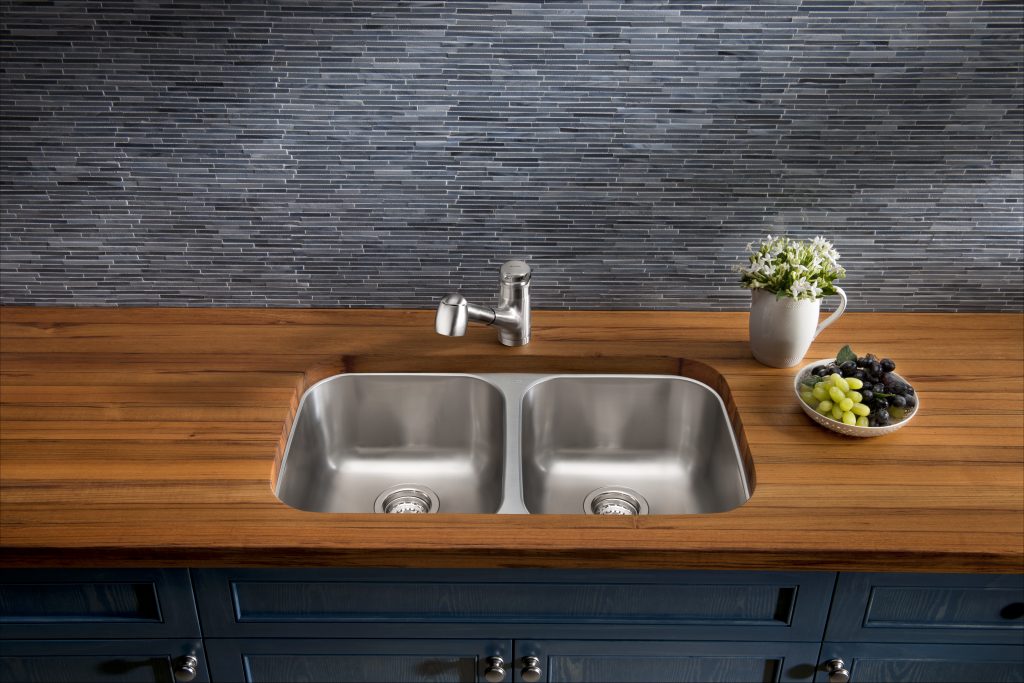 Shop Edge Grain Burmese Teak Wood Countertop at French Creek Designs, Countertop Store, Casper, WY