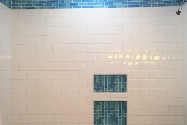 Client Bathroom Remodel 97 blue accent tile