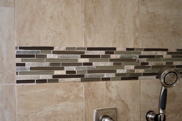 Client bathroom Remodel 96 glass accent tile shower design