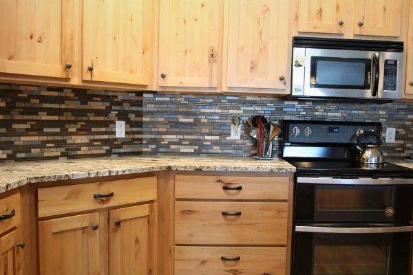Client Kitchen Remodel 100 - Stacked Stone | Rustic metallic backsplash