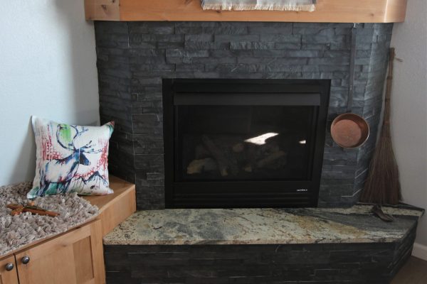 Fireplace Granite Hearth | Stacked Stone Fireplace