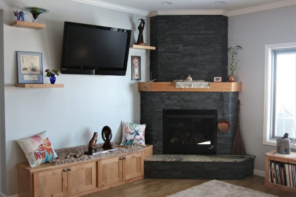 Fireplace Granite Hearth | Stacked Stone Fireplace