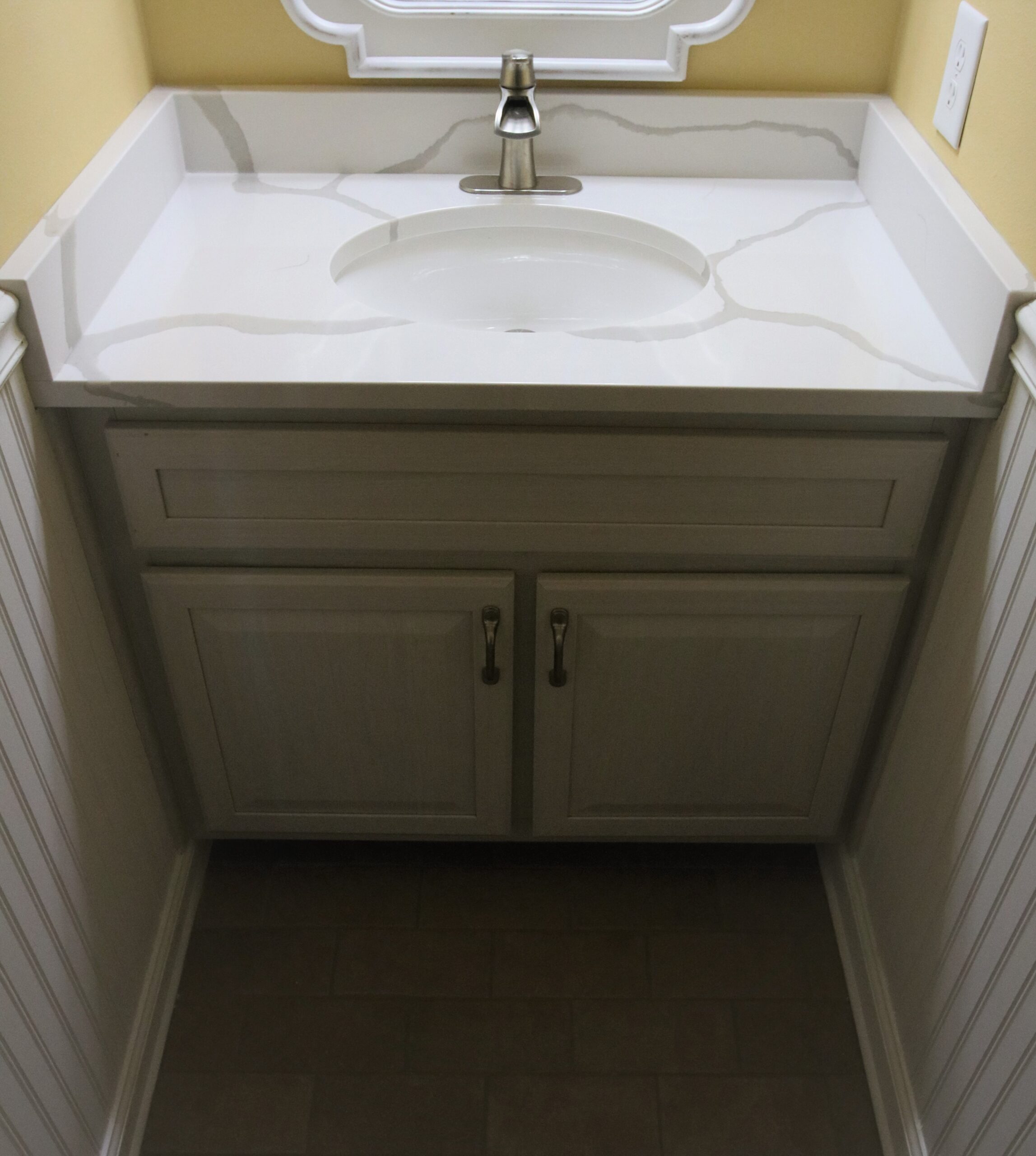 Client Bathroom Remodel 106 Marble Look Quartz Countertops