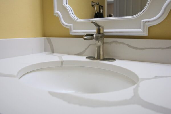 Client Bathroom Remodel 106 Marble Look Quartz Countertops