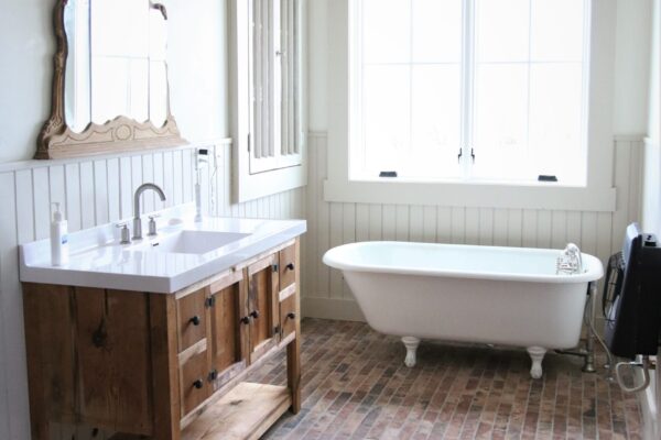 Master Bath Reclaimed Brick Tile Flooring