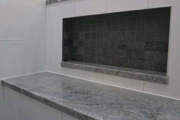 Client bathroom Remodel 110 granite bench cand niche