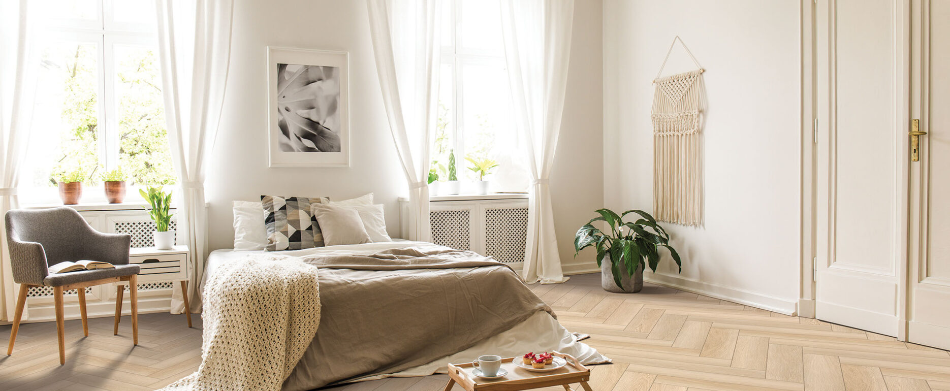 Bringing Nature Home In Wood Tones with flooring, cabinets, countertops, and tile.