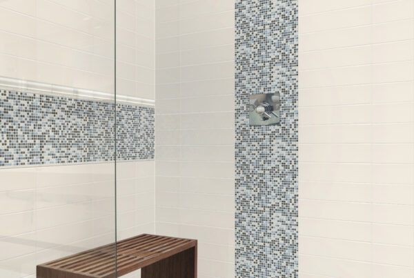 Curbless Tile Shower Walk-In Shower Design | Designing and buying materials at French Creek Designs Bath Store, Casper, WY | Waterfall Shower Design