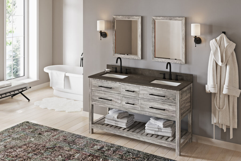 Wavecrest Vanity 60" Weathered Grey Buy at French Creek Designs Bathroom Store, Casper, WY Furniture Vanity.