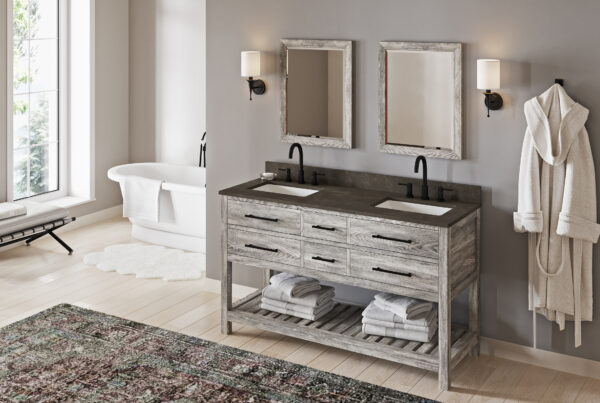 Wavecrest Vanity 60" Weathered Grey Buy at French Creek Designs Bathroom Store, Casper, WY Furniture Vanity.