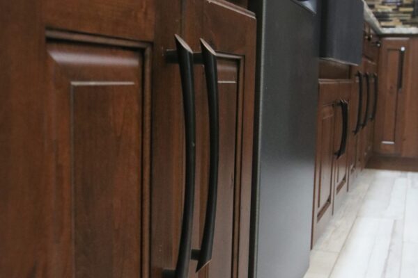 stained knotty cherry cabinets