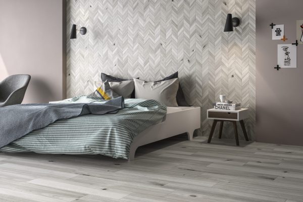 Havenwood Wood-Look Tile shown in bedroom