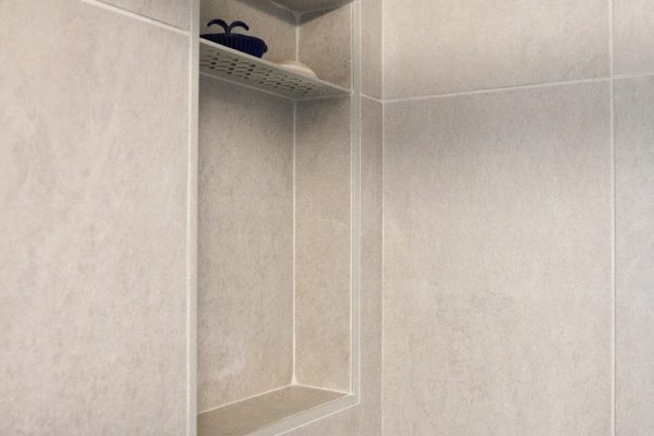 Client Bathroom Remodel 123 at French Creek Designs | tile, shower niche