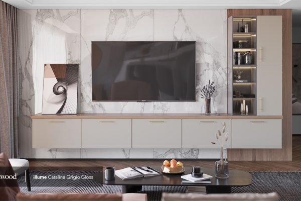 entertainment wall cabinets by Fabuwood Catalina found at French Creek Designs