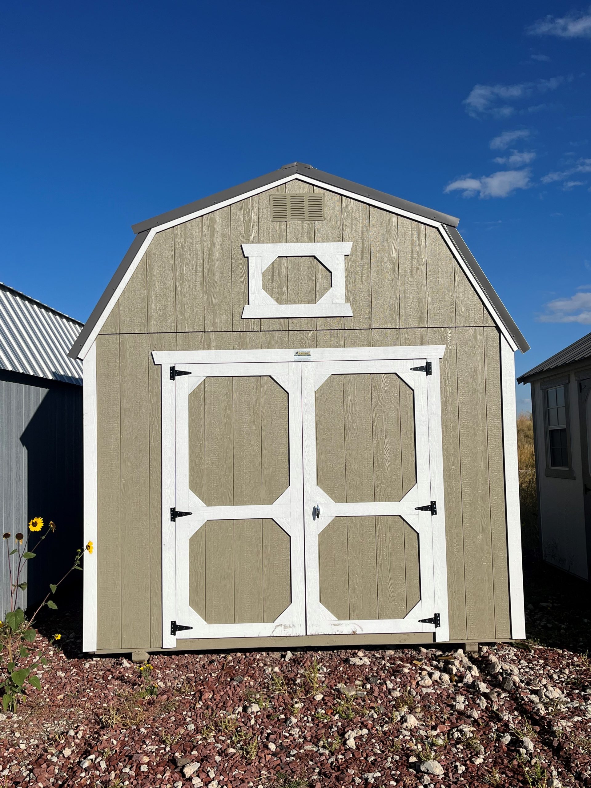 Buy Now 10×16 Lofted Barn Shed For Sale - Clay Paint, Barn White Trim or Order at French Creek Designs Shed Sales, Casper, WY