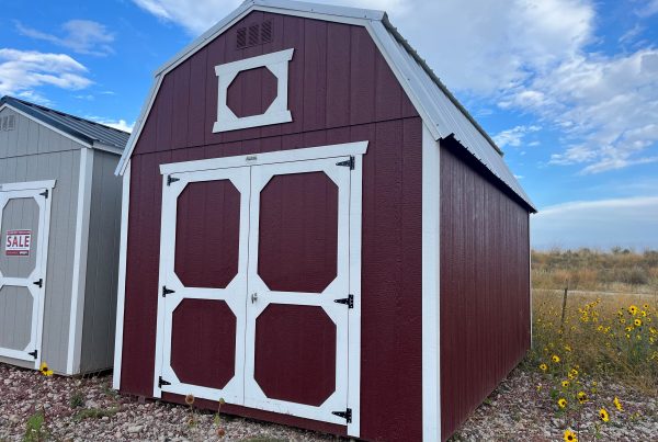 For Sale 10×16 Lofted Barn Shed For Sale - Barn Red, Barn White Trim at French Creek Shed Sales, Casper, WY