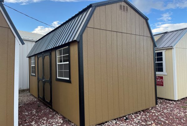 Buy Now: 10×20 Lofted Barn Shed For Sale - Buckskin Paint, Black Trim at French Creek Shed Sales, Casper, WY