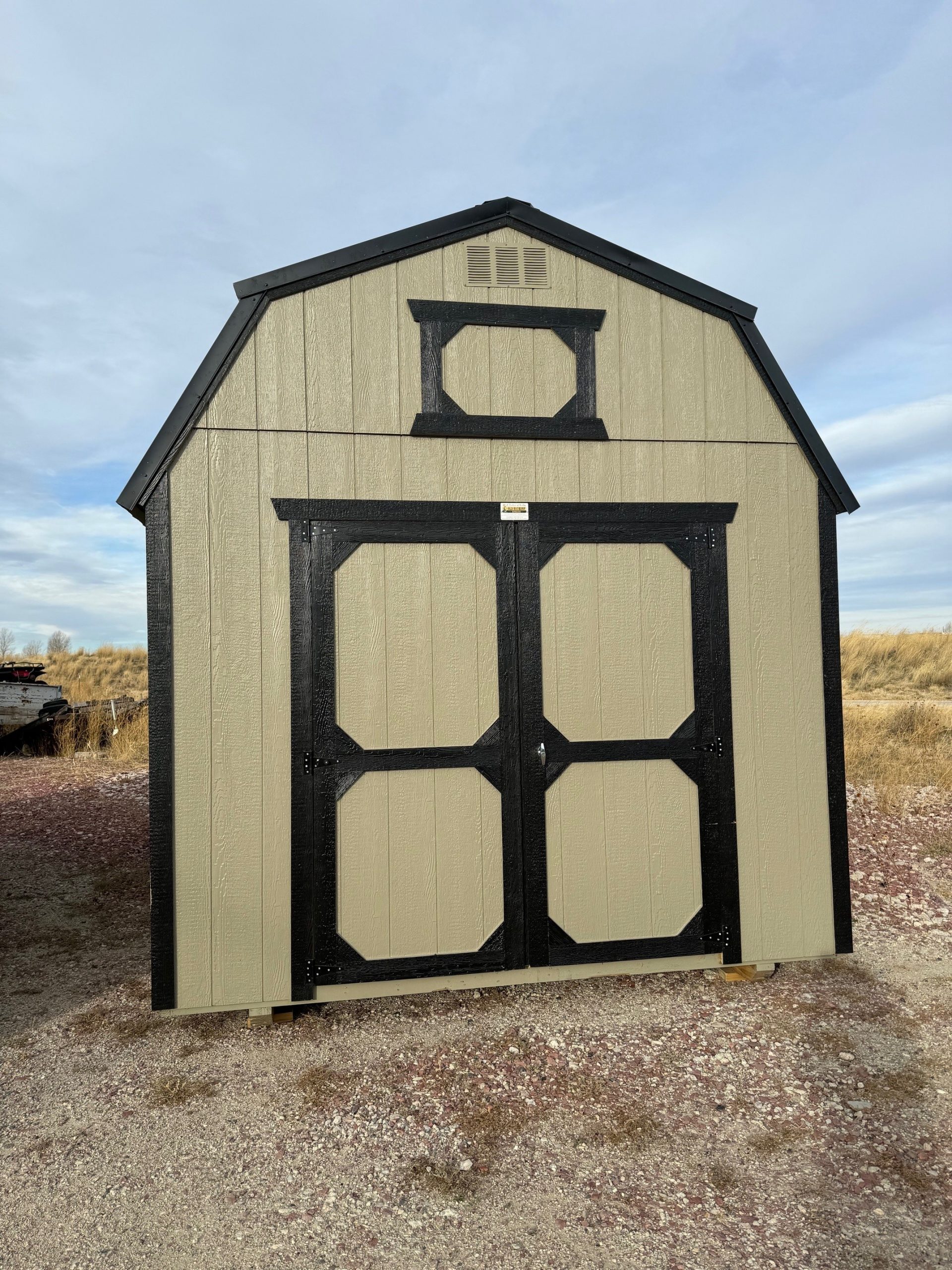 10×16 Lofted Barn Shed For Sale Clay Paint Black Trim