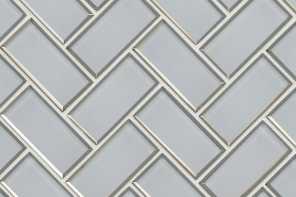 glass herringbone subway tile