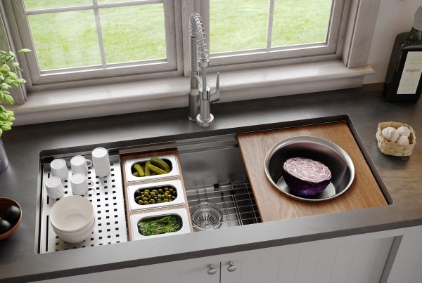 Shop the Karran 45" Undermount Single Bowl 16 Gauge Stainless Steel Workstation Kitchen Sink at French Creek Designs Kitchen Store in Casper, WY