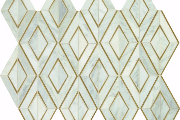 Lavaliere Natural Stone Mosaics First Snow Elegance Brass found at French Creek Designs in Casper, WY