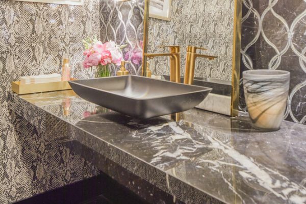 Lavaliere Natural Stone Mosaics Nero Marquina found at French Creek Designs in Casper, WY