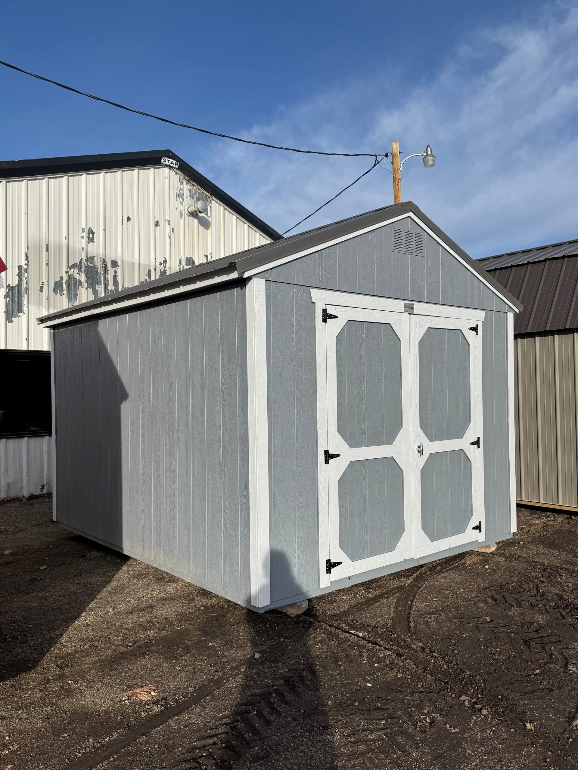 10×12 Steely Gray Painted Utility Shed For Sale at French Creek Design Shed Sales in Casper, WY