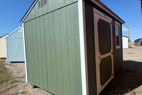 8x12 Rosemary Green Painted Utility Shed For Sale at French Creek Designs Shed Sales in Casper, Wyoming
