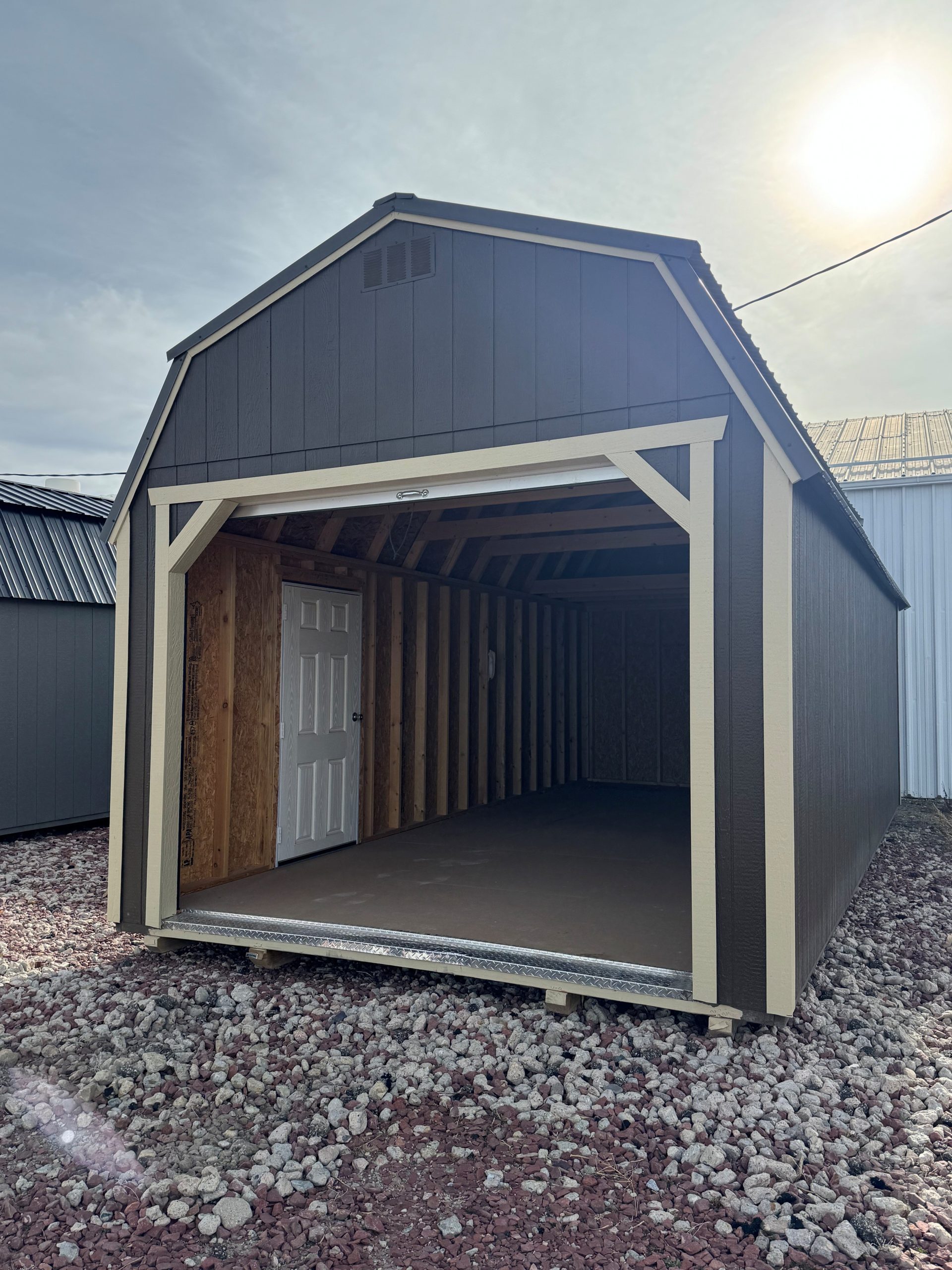 12×24 Dark Clove Painted Barn Garage Shed For Sale