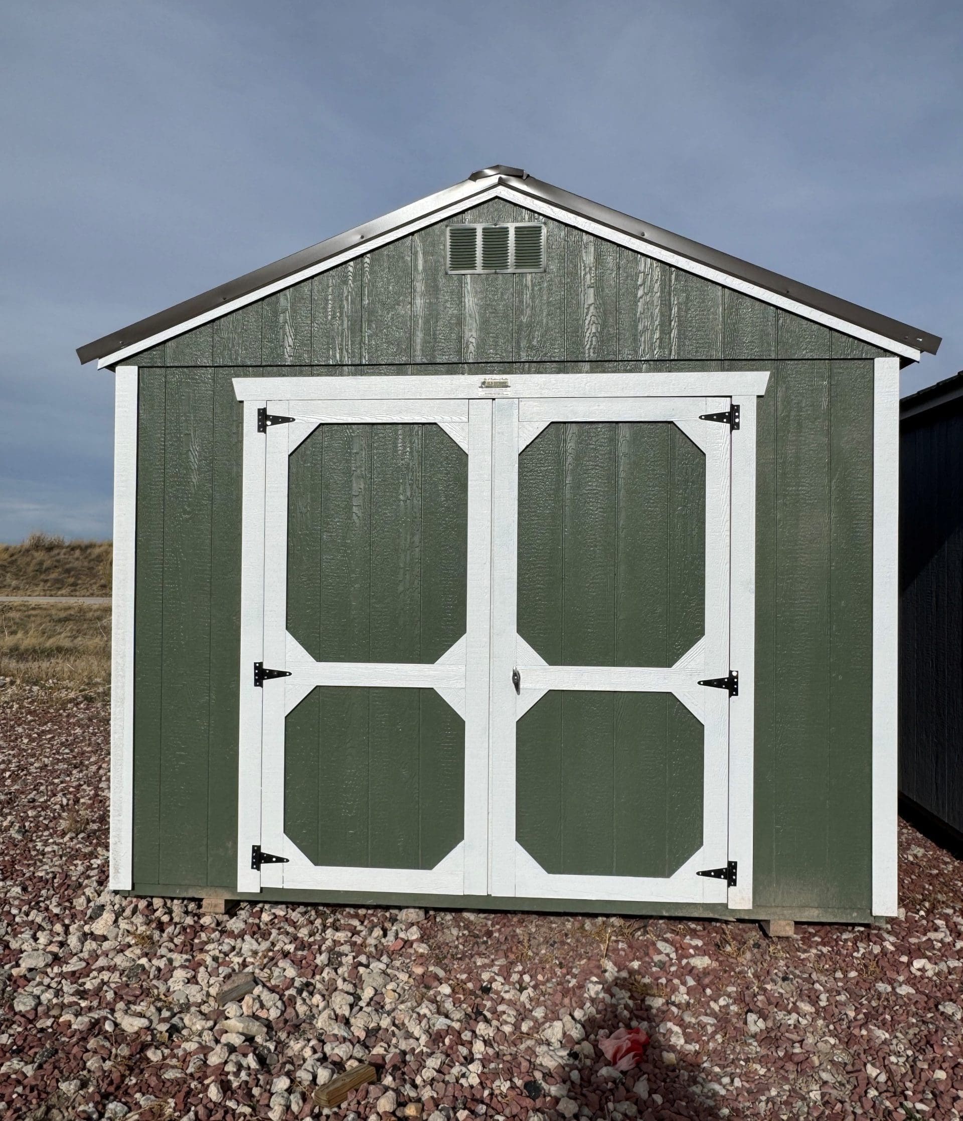 10×12 Rosemary Green Painted Utility Shed For Sale at French Creek Designs, Casper, Wyoming