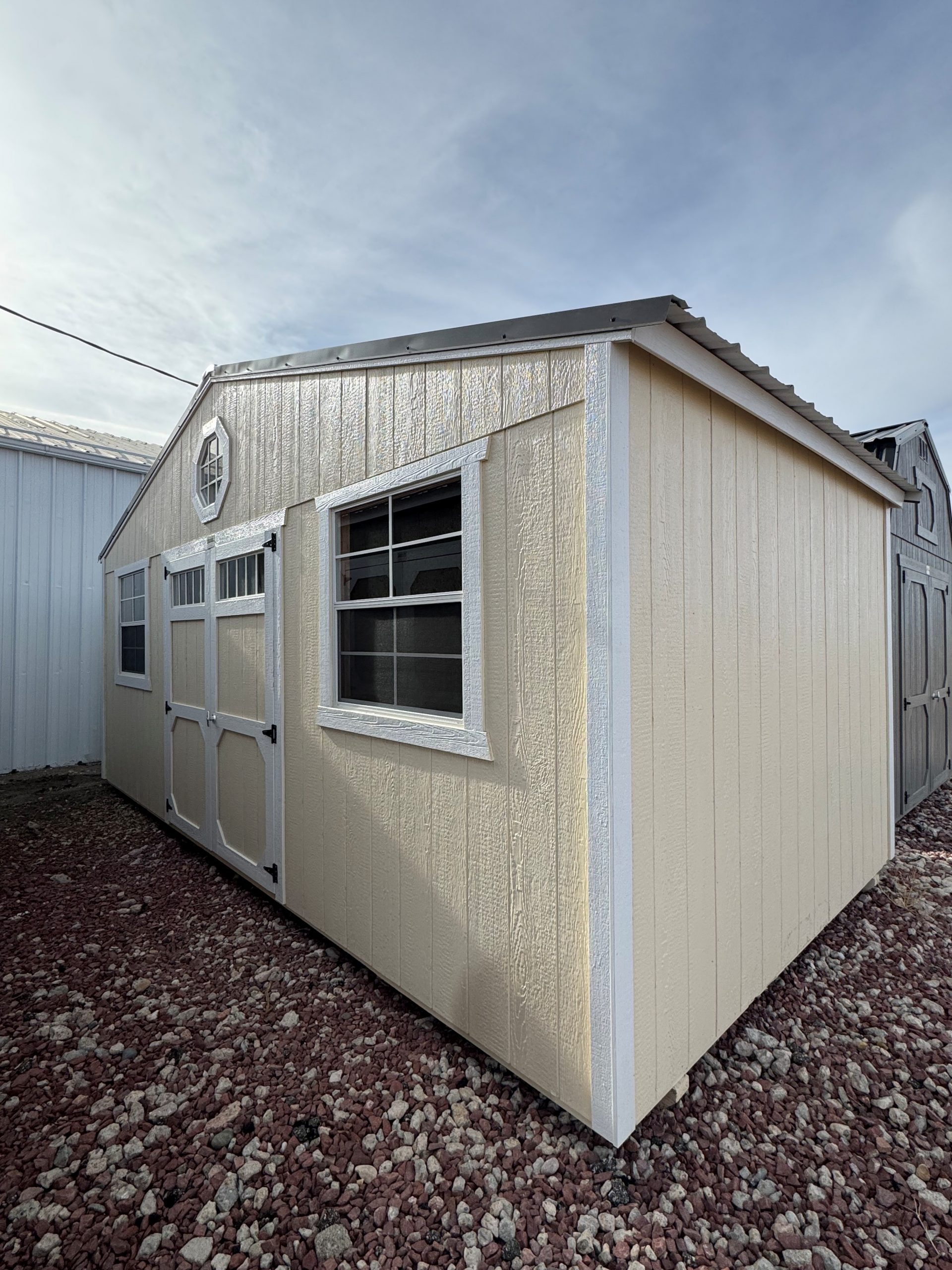 10×20 Eaglet Beige Painted Side Gable Shed For Sale
