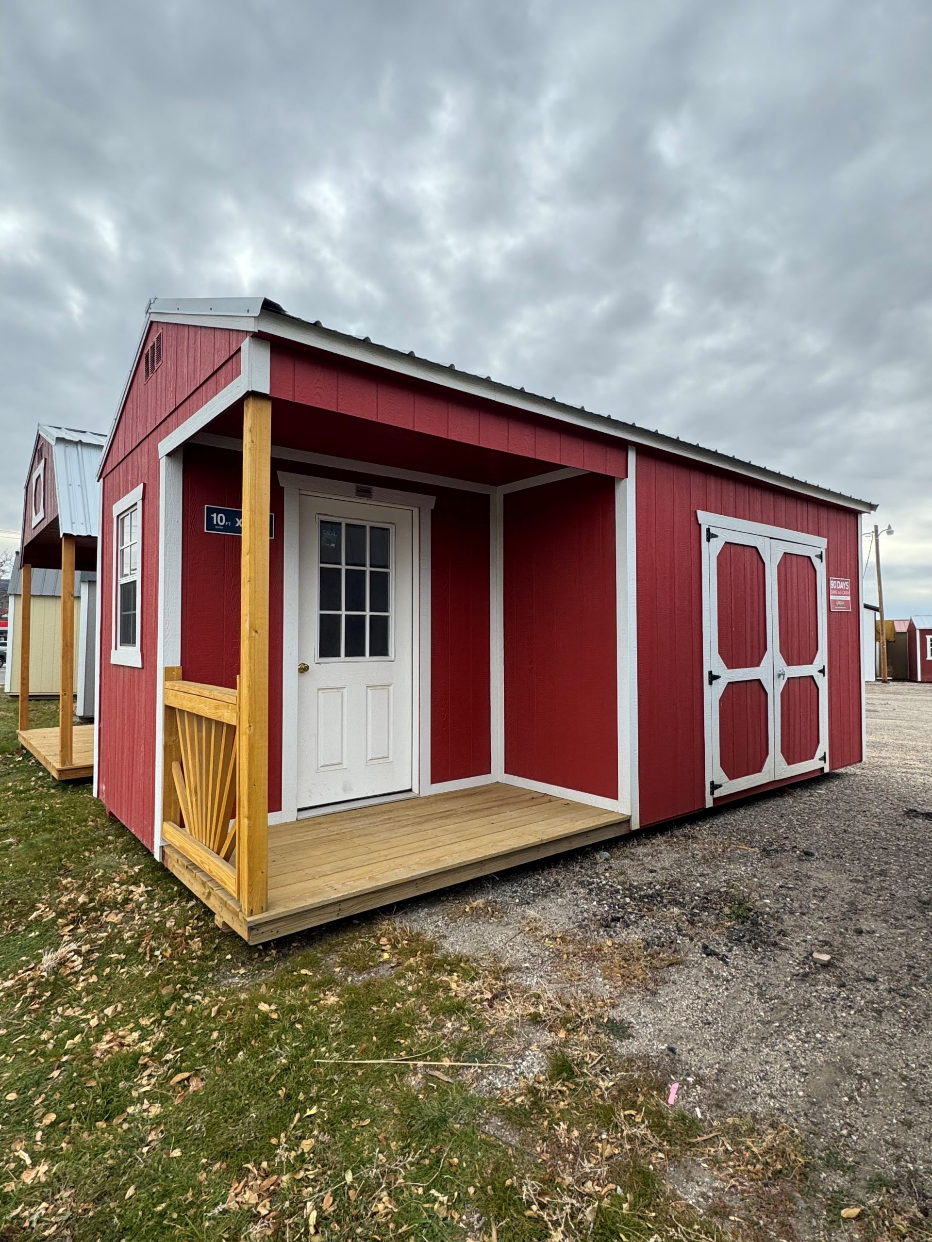 10×20 Red Painted Side Porch Shed For Sale