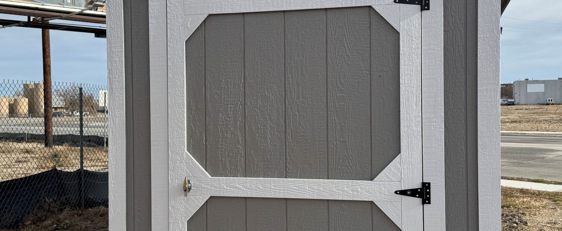 6x8 Pewter Cast Painted Metro Shed For Sale at French Creek Designs Shed Sales Casper, Wyoming