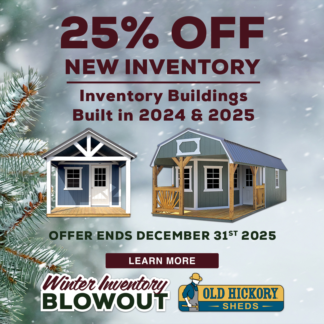December Wintery Inventory Blowout Prices great deals with extra Savings on Building and Shed Sales Discounts for shed sales at French Creek Shed Sales and custom order sheds in Casper, WY Sheds from up to 30% OFF