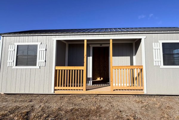 12x28 Pewter Cast Painted Center Porch For Sale at French Creek Designs Shed Sales