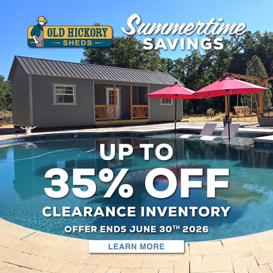 Up to 30% off clearance shed inventory! Buy a shed today with Free Delivery! See details for delivery restrictions.
