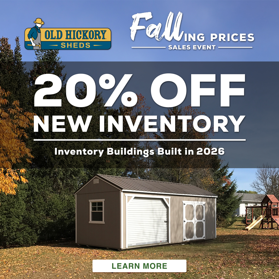20% off new shed inventory at French Creek Shed Sales, Casper, WY