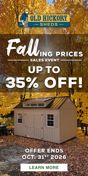 Up to 35% off "Falling prices on sheds and buildings" at French Creek Designs Shed Sales